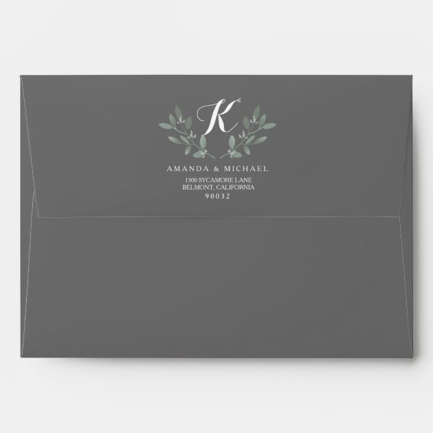 Elegant Eucalyptus Monogram Wedding Suite Envelope