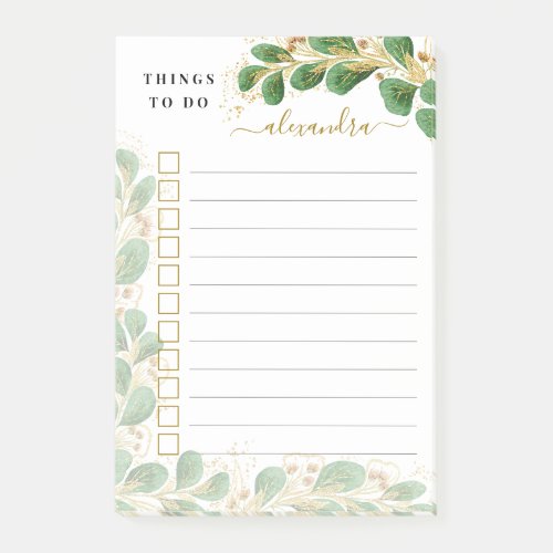 Elegant Eucalyptus Monogrammed Lined Things To Do Post_it Notes