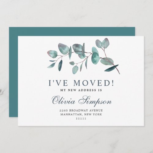 Elegant Eucalyptus Moving Announcement Cards