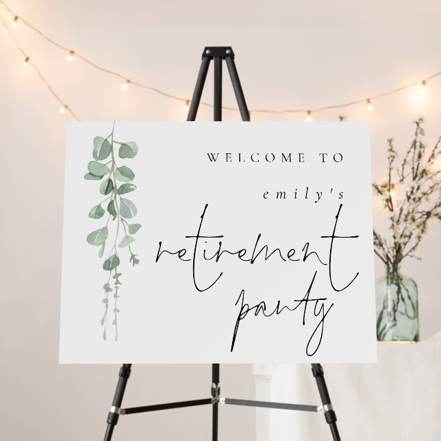 Elegant Eucalyptus Name Welcome Retirement Foam Board (In Situ (Stand))