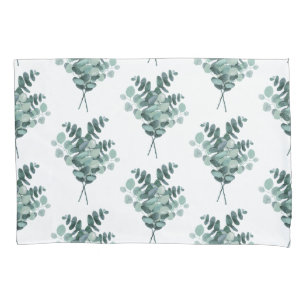 Elegant Eucalyptus Pattern White Green Standard Pillow Case