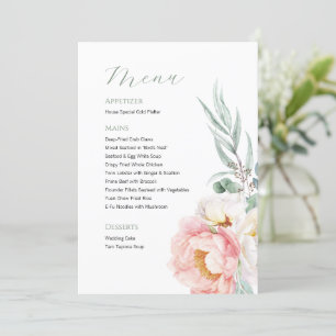 Elegant Eucalyptus Peonies Wedding Menu