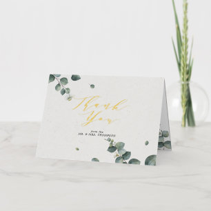 Elegant Eucalyptus Photo Thank You Gold Foil Greeting Card