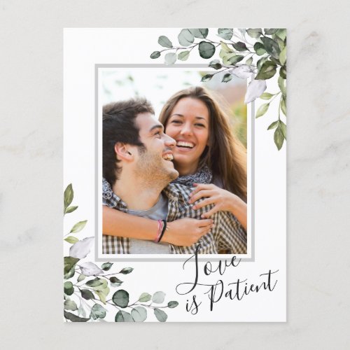 Elegant Eucalyptus PHOTO Wedding Change of Plans Postcard