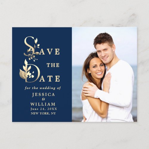 Elegant Eucalyptus PHOTO Wedding Save the Date Postcard