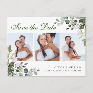 Elegant Eucalyptus PHOTO Wedding Save the Date Postcard