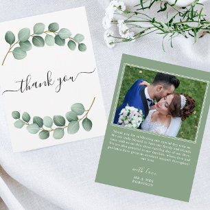 Elegant Eucalyptus Photo Wedding Thank You Card