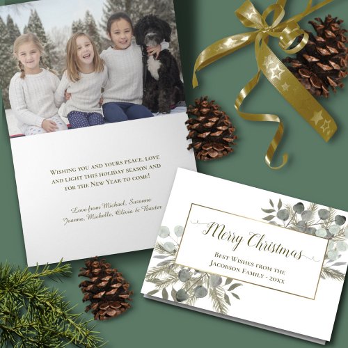 Elegant Eucalyptus  Pine Merry Christmas Holiday Card
