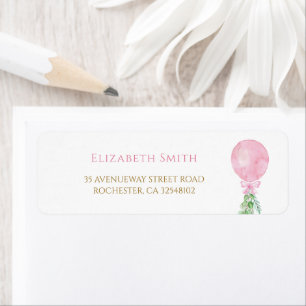 Elegant Eucalyptus Pink Balloon Return Address  Label