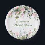 Elegant Eucalyptus Pink Blush Roses Bridal Shower Paper Plates<br><div class="desc">For further customization,  please click the "Customize" button and use our design tool to modify this template. For further customization,  please click the "customize further" link and use our design tool to modify this template. 
 If you need help or matching items,  please contact me.</div>