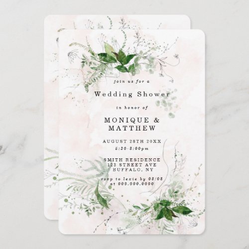 Elegant Eucalyptus Pink Wedding Shower Invite