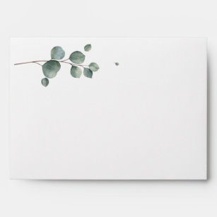 Pink balloon eucalyptus white envelopes 5x7 card, Zazzle