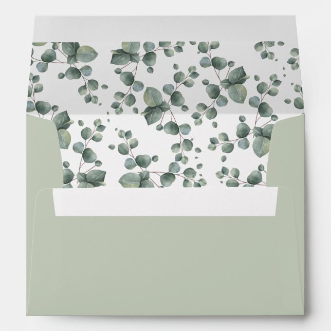 Elegant Eucalyptus Pre-Addressed Envelope (Back (Bottom))
