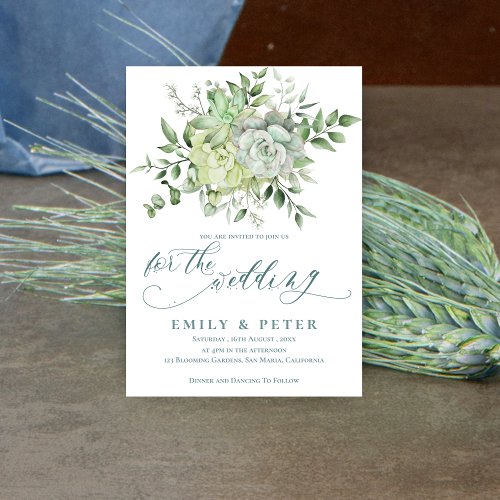 Elegant Eucalyptus Pretty Green Floral Wedding Invitation