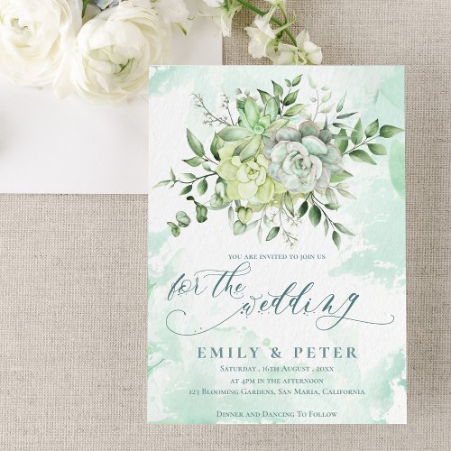 Elegant Eucalyptus Pretty Green Floral Wedding Invitation