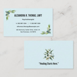 Elegant Eucalyptus Psychotherapist and Counselor Business Card