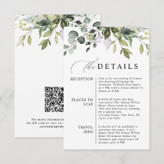 Elegant Eucalyptus QR Code Botanical Wedding Enclosure Card