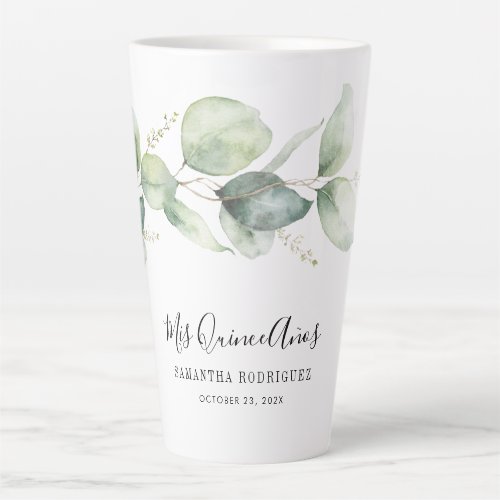 Elegant Eucalyptus Quinceanera 15th Birthday Party Latte Mug