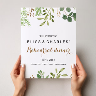 Elegant Eucalyptus Rehearsal dinner Welcome Poster