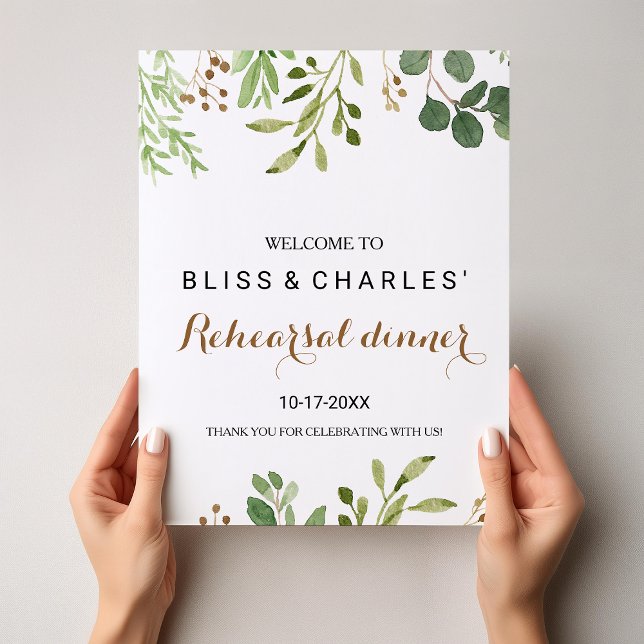 Elegant Eucalyptus Rehearsal dinner Welcome Poster (Creator Uploaded)