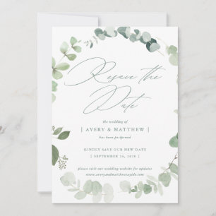 Elegant Eucalyptus Resave The Date Wedding Announcement