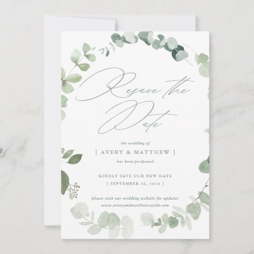 Elegant Eucalyptus Resave The Date Wedding Announcement