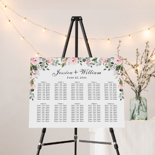 Elegant Eucalyptus & Roses 8 Tables SEATING CHART Foam Board