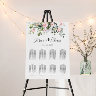 Elegant Eucalyptus & Roses 8 Tables SEATING CHART Foam Board