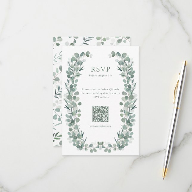 Elegant Eucalyptus RSVP Card (Front/Back In Situ)
