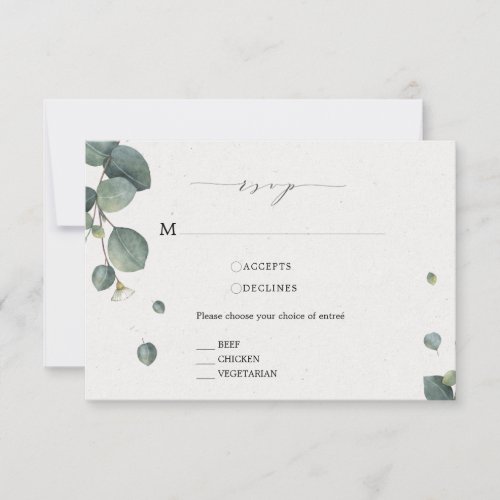Elegant Eucalyptus RSVP Card With Meal Options