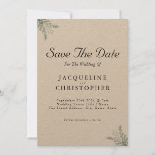 Elegant Eucalyptus Rustic Save The Date Wedding Invitation