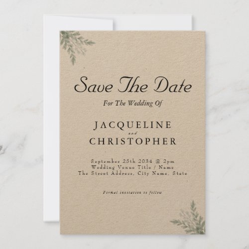 Elegant Eucalyptus Rustic  Save The Date Wedding Invitation