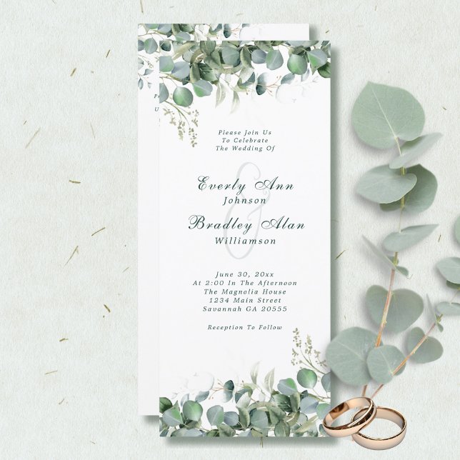 Elegant Eucalyptus Sage Green Botanical Wedding Program (Creator Uploaded)