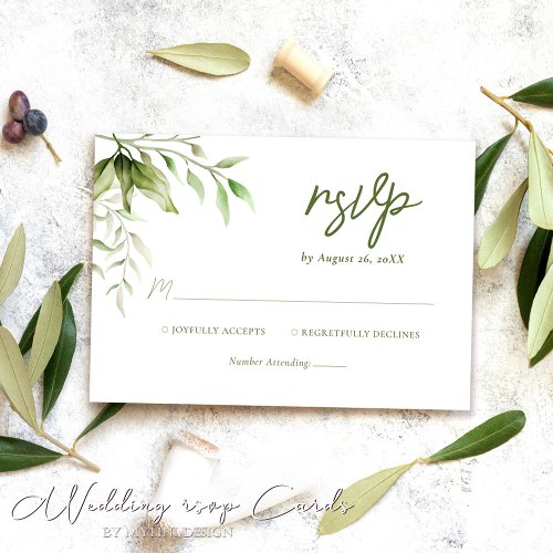 Elegant Eucalyptus Sage Green Foliage Wedding RSVP Card
