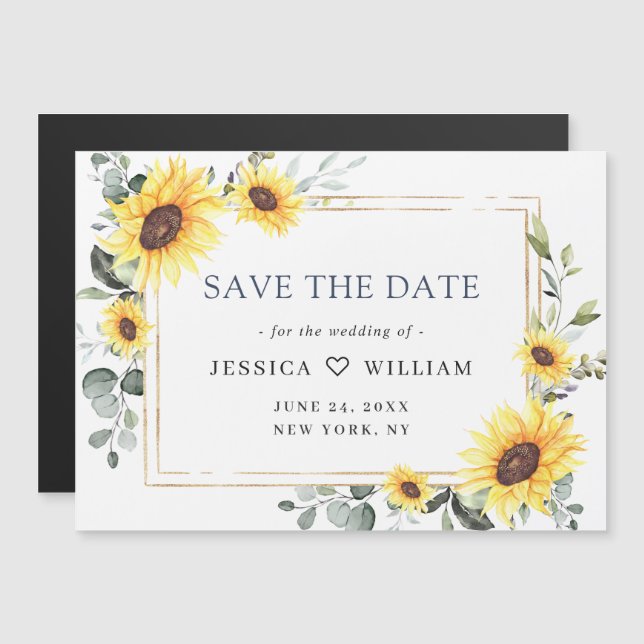 Elegant Eucalyptus Save the Date Magnetic Card (Front/Back)