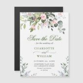 Elegant Eucalyptus Save the Date Magnetic Card (Front/Back)