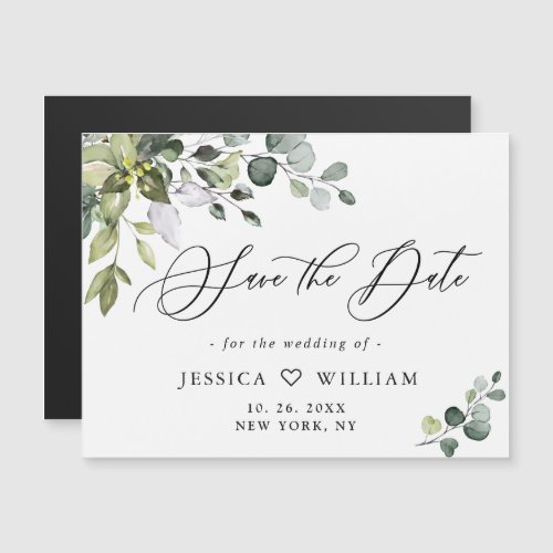 Elegant Eucalyptus Save the Date Magnetic Card