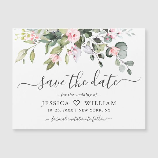 Elegant Eucalyptus Save the Date Magnetic Card | Zazzle.com