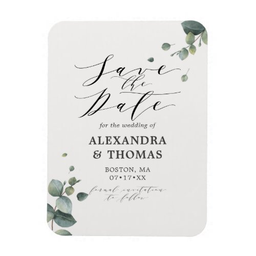 Elegant Eucalyptus Save the Date No Pic Magnet