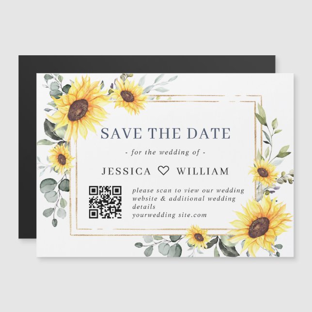 Elegant Eucalyptus Save the Date QR Magnetic Card (Front/Back)