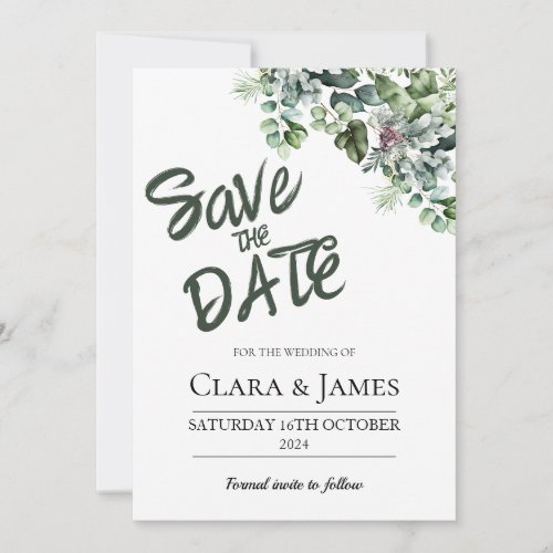 Elegant Eucalyptus Save The Date Wedding Invitate