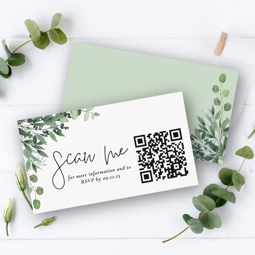 Elegant Eucalyptus Scan Me RVSP Enclosure Card