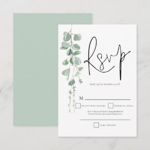 Elegant Eucalyptus Script Wedding RSVP  Card