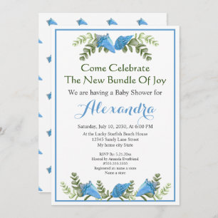 Elegant Eucalyptus Seashell Baby Shower invitation