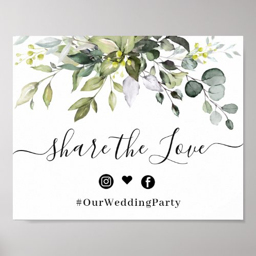 Elegant Eucalyptus Share the Love Wedding Sign