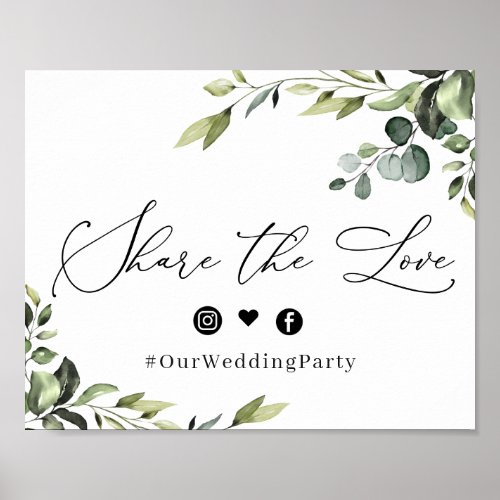 Elegant Eucalyptus Share the Love Wedding Sign