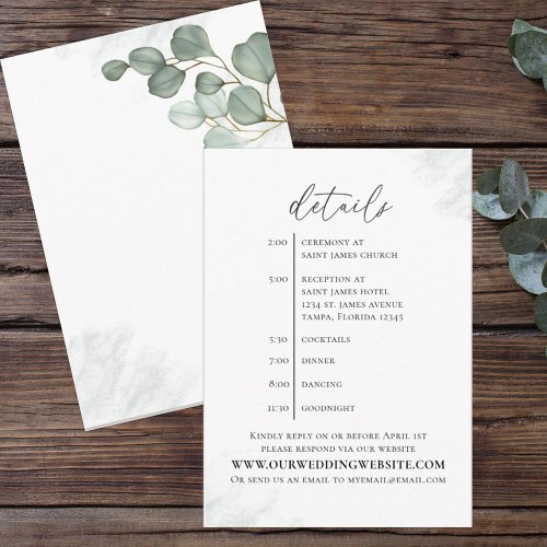 Elegant Eucalyptus Simple Website Details Timeline Enclosure Card