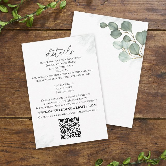 Elegant Eucalyptus Simple Website QR Code Details Enclosure Card (Creator Uploaded)