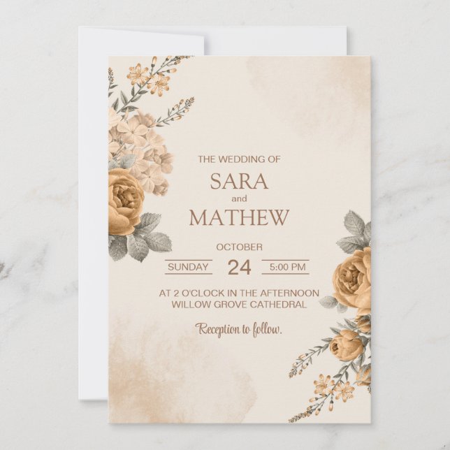 Elegant Eucalyptus Simple Wedding Invitation (Front)