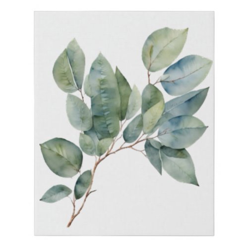 Elegant eucalyptus soft green teal foliage  faux canvas print